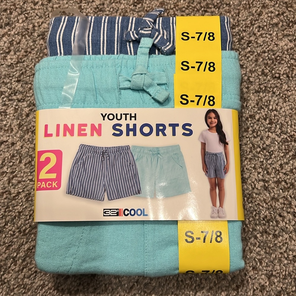 32 Degrees Youth Linen Shorts 2 pack